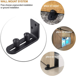 EaseLife Sliding Barn Door Bottom Floor Guide,Adjustable Roller,Wall Mount System,Flush Flat Bottom Design,2 Assemble Setup Options,Fit All Size Door