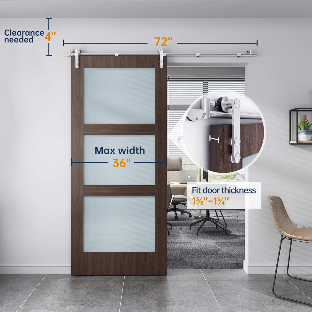EaseLife  Stainless Steel Sliding Barn Door Hardware Track Kit,Heavy Duty,Anti-Rust Anti-Corrosion,Slide Smoothly Quietly,Easy Install