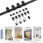 Bi-fold Sliding Barn Door Hardware,Top Mount Installation,Heavy Duty Roller,Smoothly and Quietly,Black(Door Not Included)
