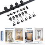 Bi-fold Sliding Barn Door Hardware,Top Mount Installation,Heavy Duty Roller,Smoothly and Quietly,Black(Door Not Included)