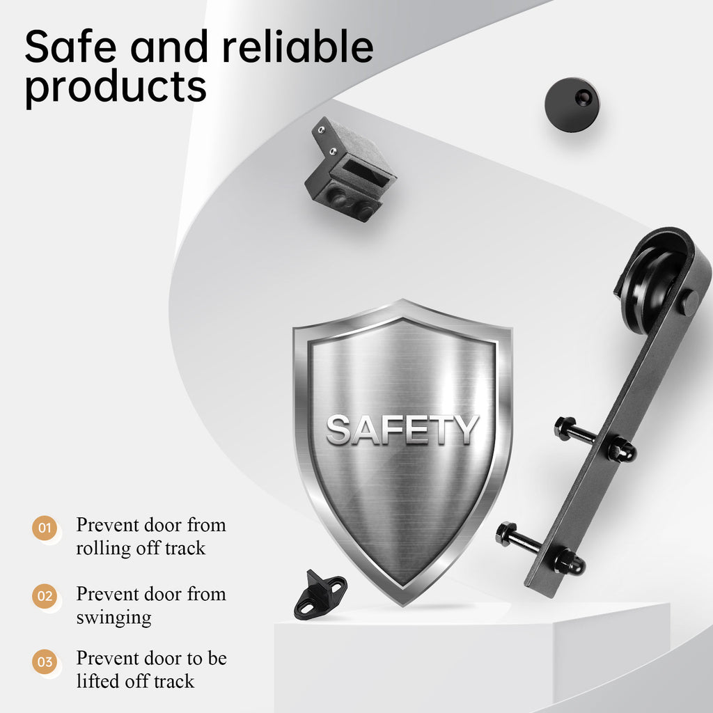 EaseLife Double Door Sliding Barn Door Hardware Track Kit,Basic J Pulley,Heavy Duty,Slide Smoothly Quietly,Easy Install
