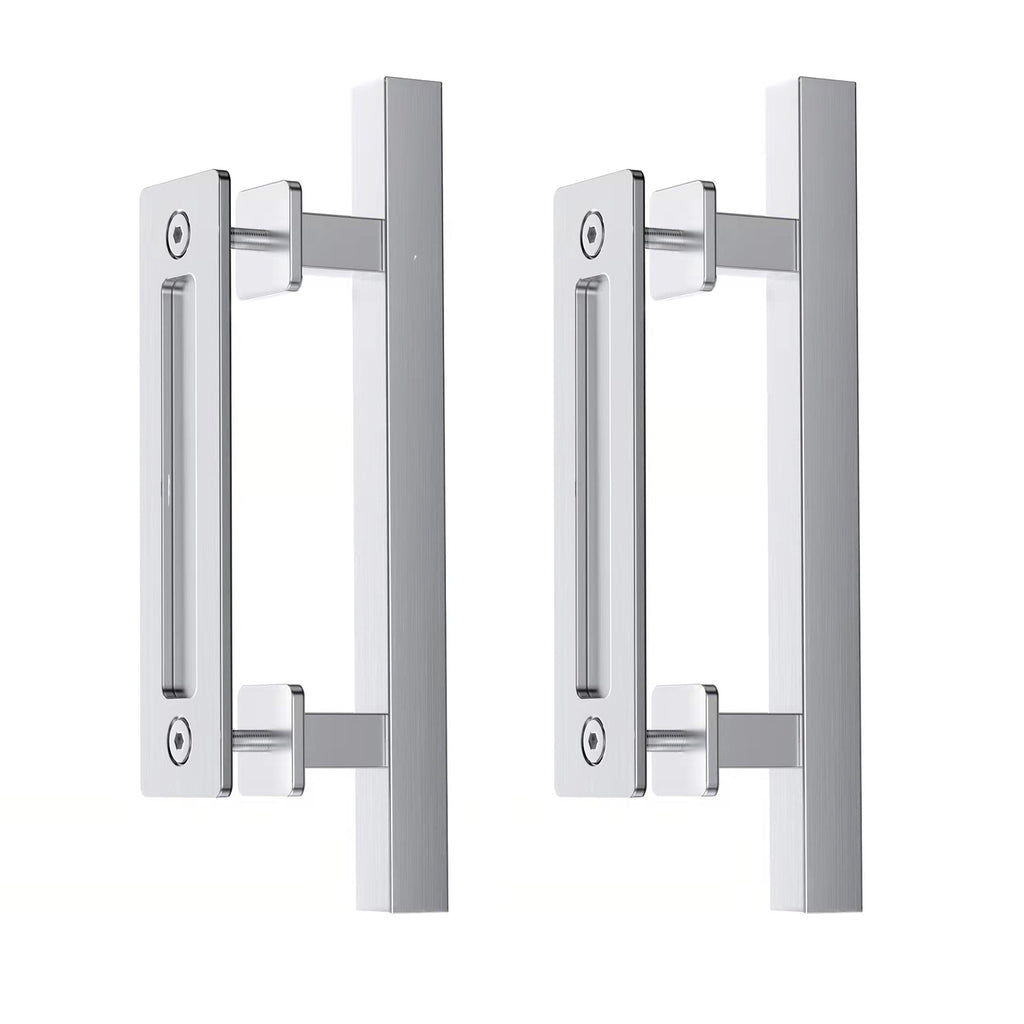 EaseLife 12" Sliding Barn Door Pull Handle with Flush Hardware Set,Stainless Steel,Heavy Duty,Brushed Finish,Anti-Rust Anti-Corrosion,Easy Install
