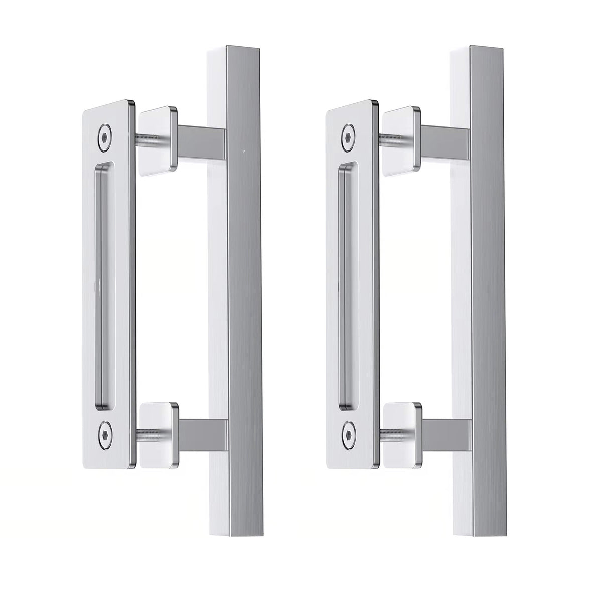 EaseLife 12" Sliding Barn Door Pull Handle with Flush Hardware Set,Stainless Steel,Heavy Duty,Brushed Finish,Anti-Rust Anti-Corrosion,Easy Install