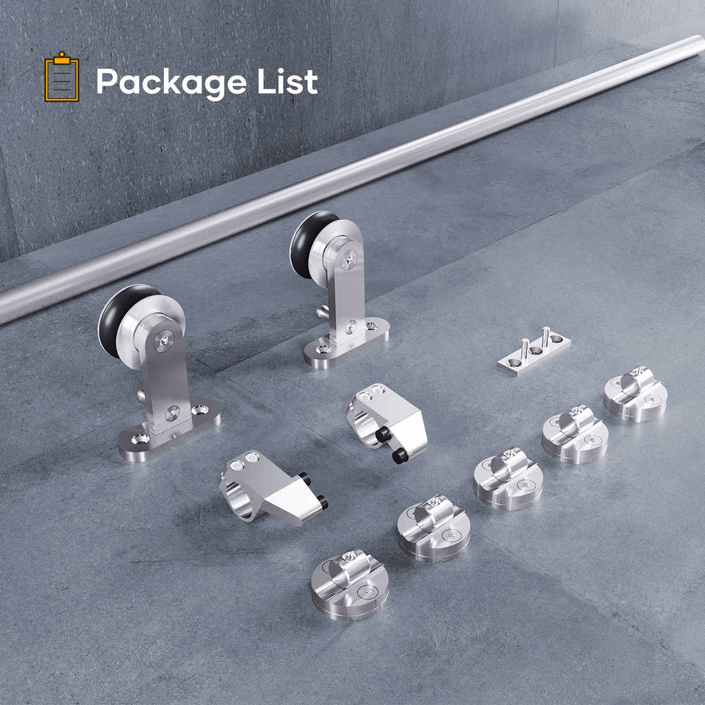 EaseLife Modern Stainless Steel Sliding Barn Door Hardware Track Kit,Top Mount,Anti-Rust,Slide Smoothly Quietly,Easy Install