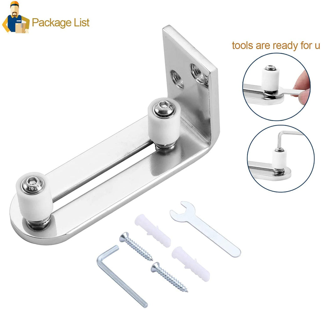 EaseLife Sliding Barn Door Bottom Floor Guide,Adjustable Roller,Wall Mount System,Flush Flat Bottom Design,2 Assemble Setup Options,Fit All Size Door