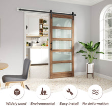Load image into Gallery viewer, Glass Barn Door with Sliding Barn Door Hardware Kit Included,DIY Assembly,Dark Brown