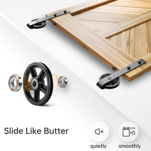 EaseLife Heavy Duty Big Wheel Sliding Barn Door Hardware Track Kit,Ultra Hard Sturdy,Slide Smoothly Quietly,Easy Install