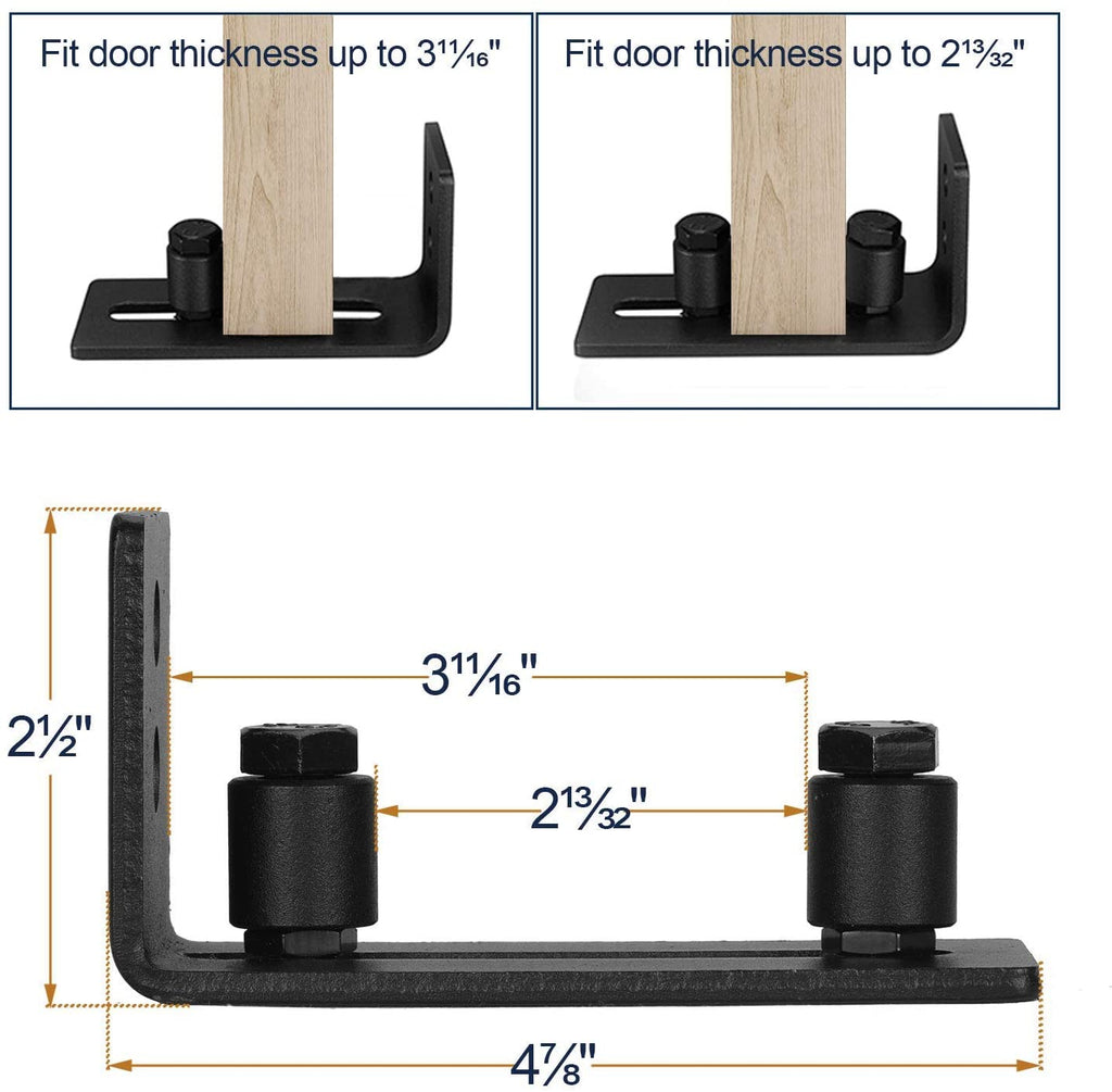 EaseLife Sliding Barn Door Bottom Floor Guide,Adjustable Roller,Wall Mount System,Flush Flat Bottom Design,2 Assemble Setup Options,Fit All Size Door
