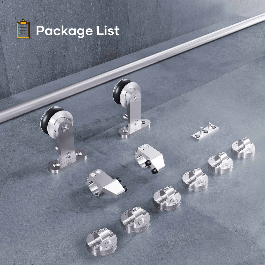 EaseLife Modern Stainless Steel Sliding Barn Door Hardware Track Kit,Top Mount,Anti-Rust,Slide Smoothly Quietly,Easy Install