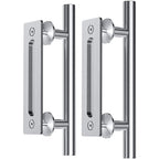 EaseLife 12" Sliding Barn Door Pull Handle with Flush Hardware Set,Stainless Steel,Heavy Duty,Brushed Finish,Anti-Rust Anti-Corrosion,Easy Install