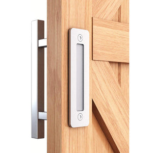 EaseLife 12" Sliding Barn Door Pull Handle with Flush Hardware Set,Stainless Steel,Heavy Duty,Brushed Finish,Anti-Rust Anti-Corrosion,Easy Install