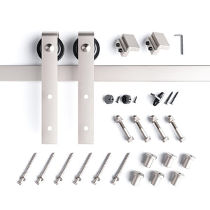 EaseLife Heavy Duty Brushed Nickel Sliding Barn Door Hardware Track Kit,Modern,Sturdy,Slide Smoothly Quietly,Easy Install