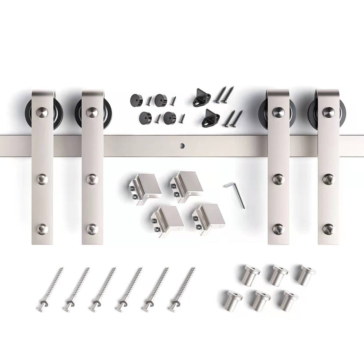 EaseLife Heavy Duty Brushed Nickel Sliding Barn Door Hardware Track Kit,Modern,Sturdy,Slide Smoothly Quietly,Easy Install