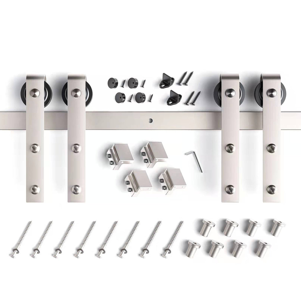 EaseLife Heavy Duty Brushed Nickel Sliding Barn Door Hardware Track Kit,Modern,Sturdy,Slide Smoothly Quietly,Easy Install