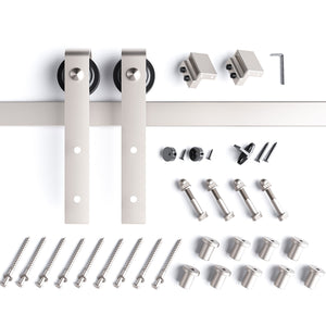 EaseLife Heavy Duty Brushed Nickel Sliding Barn Door Hardware Track Kit,Modern,Sturdy,Slide Smoothly Quietly,Easy Install