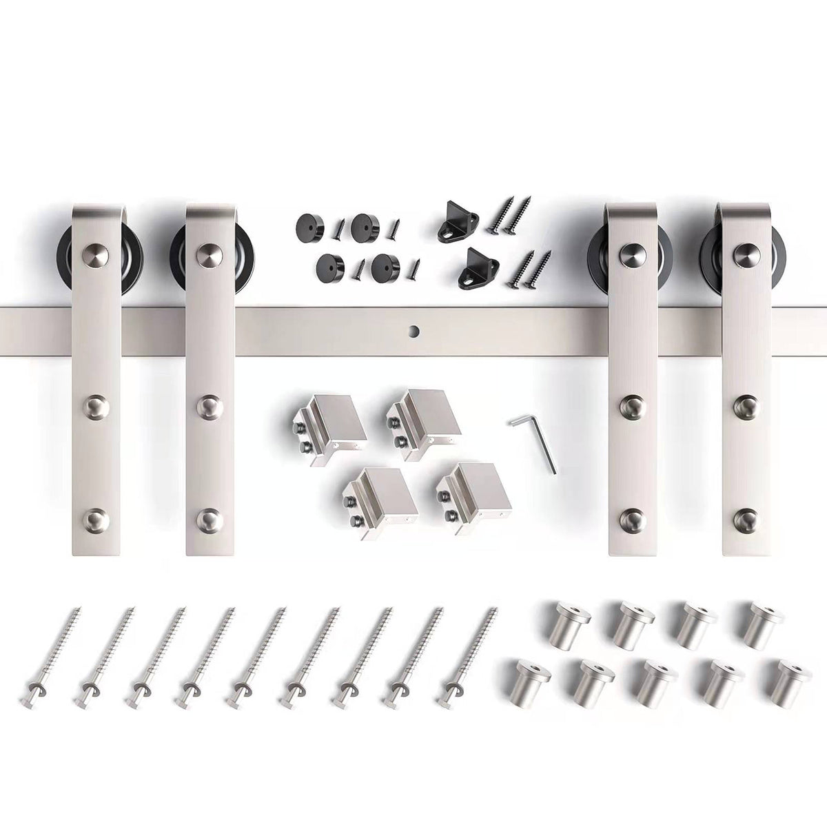 EaseLife Heavy Duty Brushed Nickel Sliding Barn Door Hardware Track Kit,Modern,Sturdy,Slide Smoothly Quietly,Easy Install