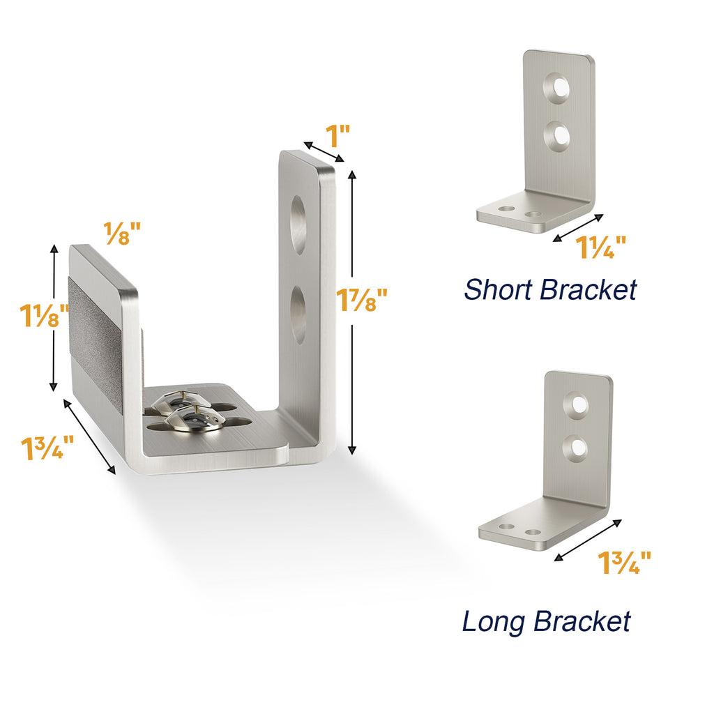 EaseLife Sliding Barn Door Bottom Floor Guide,U Shape,Flexible Adjustable Fit Distance,Flush Flat Bottom Design,Wall Mount System,for Door & Cabinet,Brushed Nickle