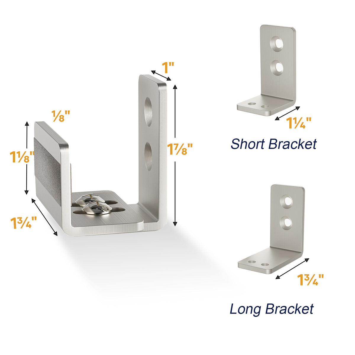 EaseLife Sliding Barn Door Bottom Floor Guide,U Shape,Flexible Adjustable Fit Distance,Flush Flat Bottom Design,Wall Mount System,for Door & Cabinet,Brushed Nickle