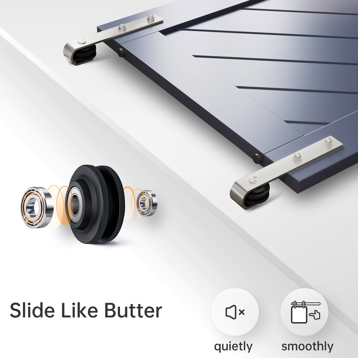 EaseLife Heavy Duty Brushed Nickel Sliding Barn Door Hardware Track Kit,Modern,Sturdy,Slide Smoothly Quietly,Easy Install