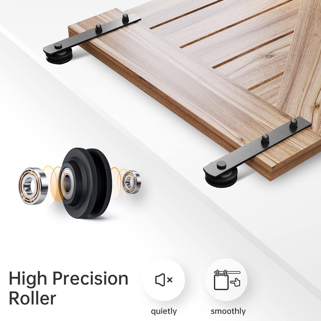 EaseLife Heavy Duty Sliding Barn Door Hardware Track Kit,Straight Pulley,Slide Smoothly Quietly,Easy Install