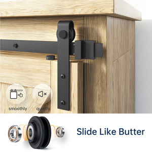EaseLife Cabinet Mini Sliding Barn Door Hardware Track Kit,Easy Install,Slide Smoothly Quietly,Apply for Storage Window TV Stand Closet(No Cabinet)
