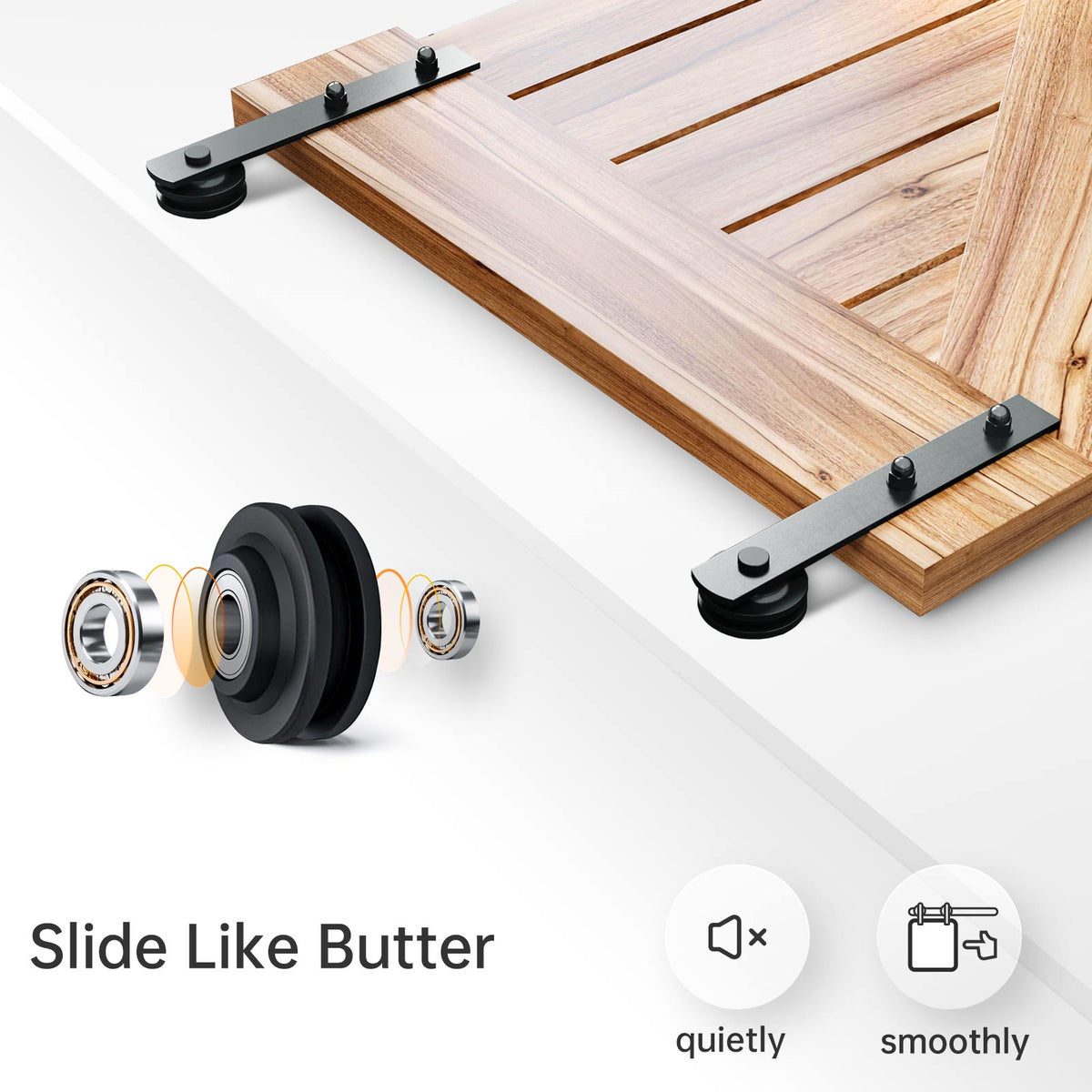 EaseLife Heavy Duty Sliding Barn Door Hardware Track Kit,Straight Pulley,Slide Smoothly Quietly,Easy Install