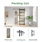 Glass Barn Door with Sliding Barn Door Hardware Kit Included,DIY Assembly,Dark Brown