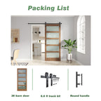 Glass Barn Door with Sliding Barn Door Hardware Kit Included,DIY Assembly,Dark Brown