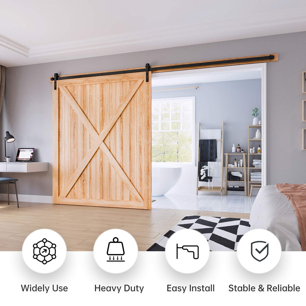 EaseLife Heavy Duty Sliding Barn Door Hardware Track Kit,Ultra Hard Sturdy,Slide Smoothly Quietly,Easy Install
