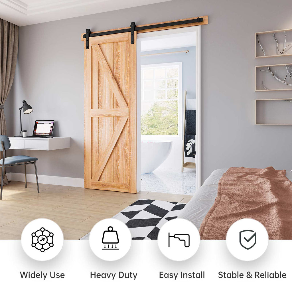 EaseLife Heavy Duty Sliding Barn Door Hardware Track Kit,Ultra Hard Sturdy,Slide Smoothly Quietly,Easy Install