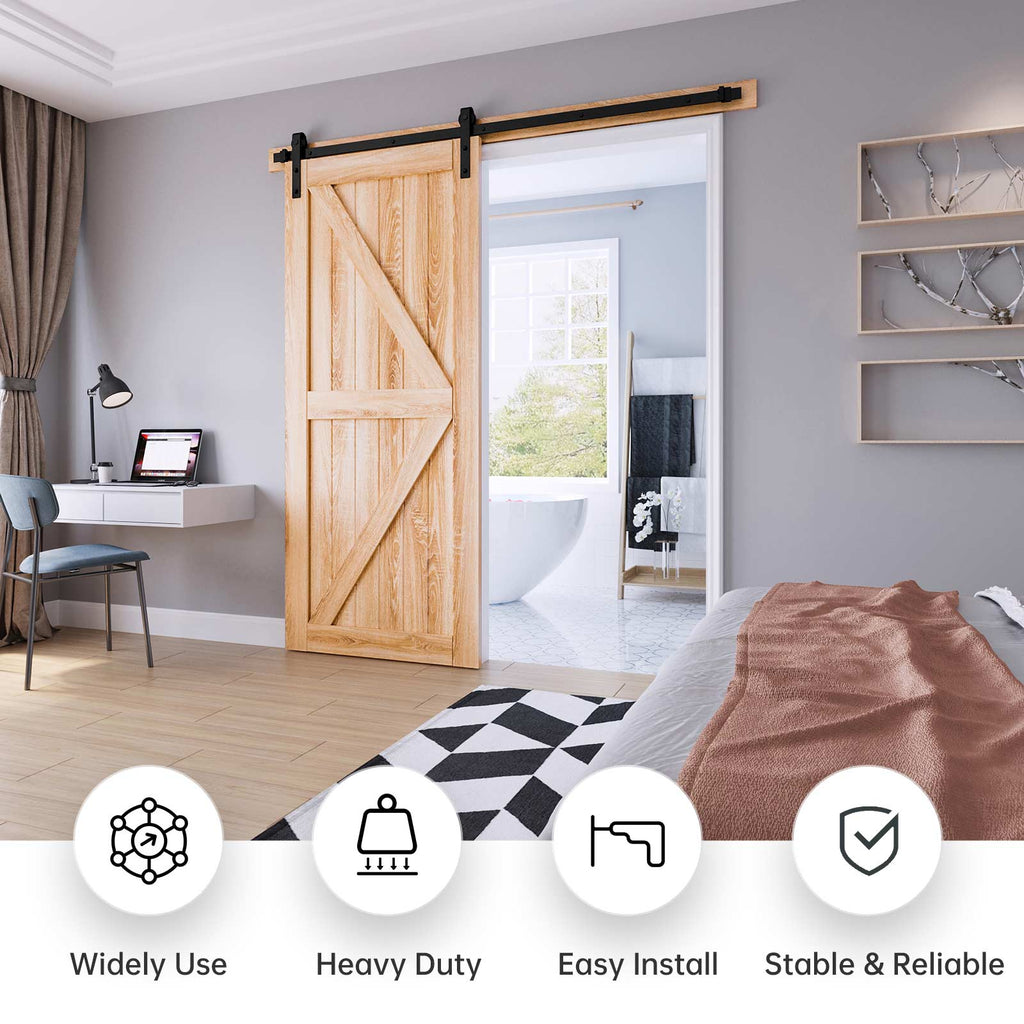 EaseLife Heavy Duty Sliding Barn Door Hardware Track Kit,Ultra Hard Sturdy,Slide Smoothly Quietly,Easy Install