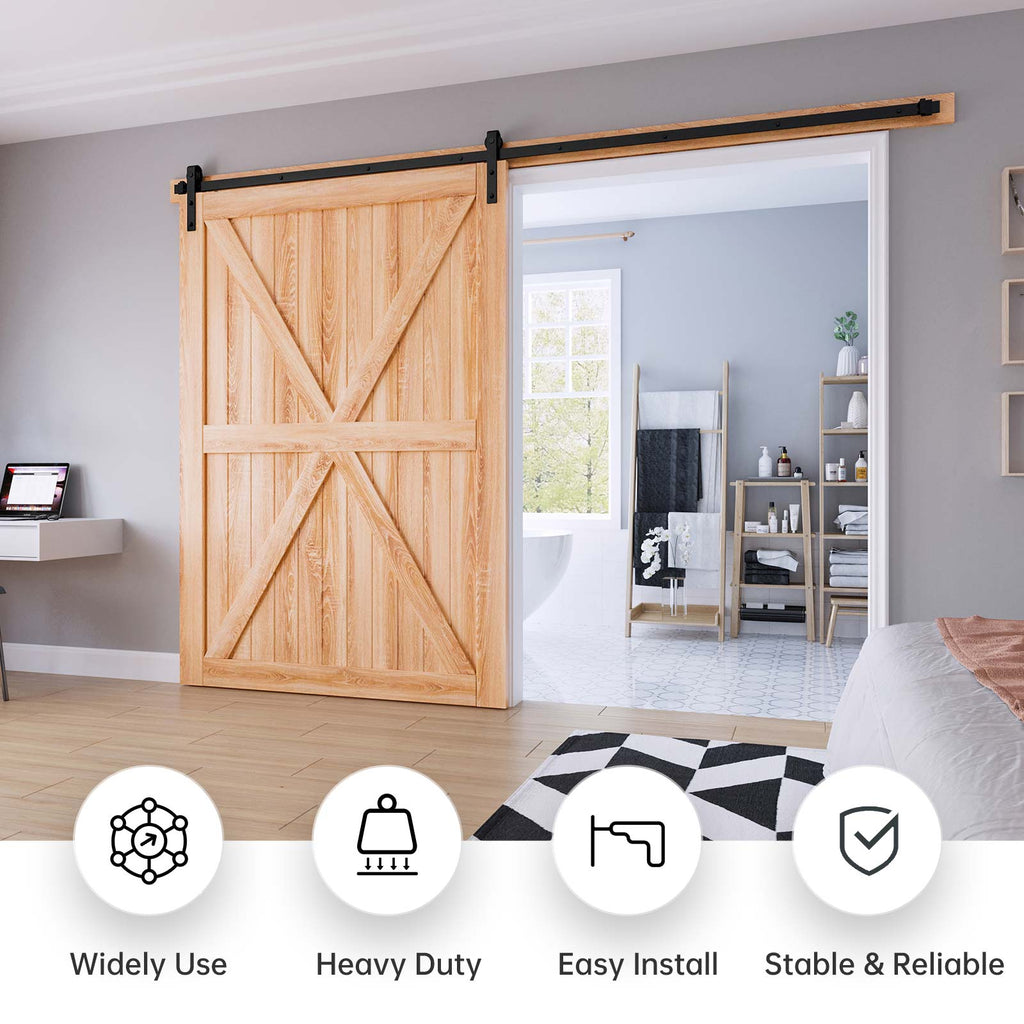 EaseLife Heavy Duty Sliding Barn Door Hardware Track Kit,Ultra Hard Sturdy,Slide Smoothly Quietly,Easy Install